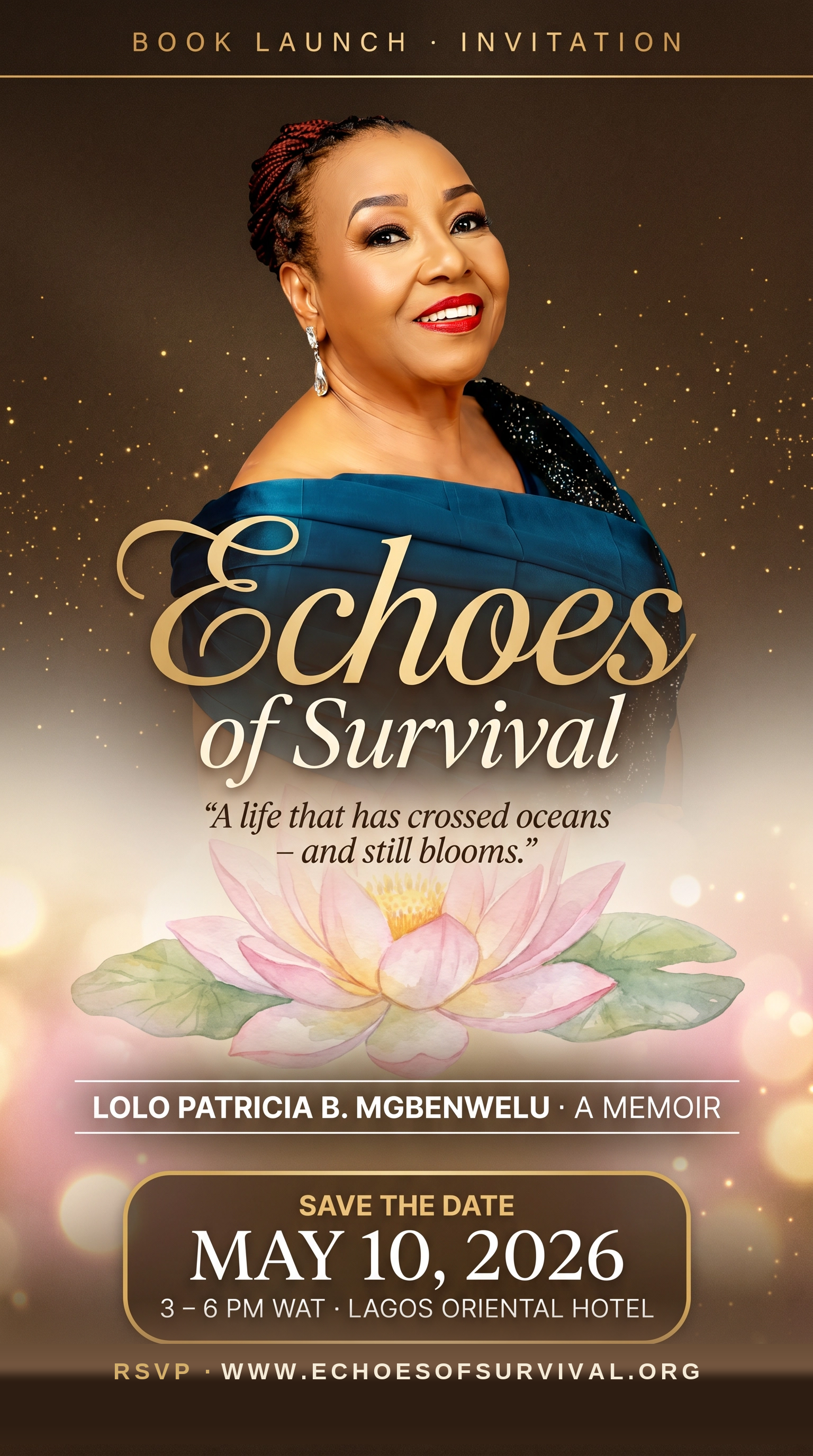 Save-the-Date Story launch billboard for Echoes of Survival